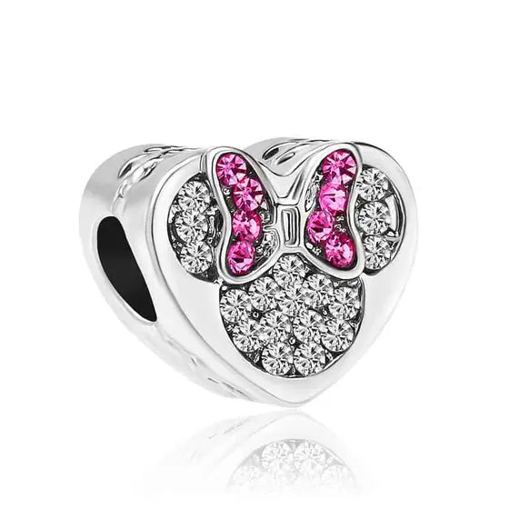 Berloque de Prata 925 Coração Minnie Brilhante – Prata 925 Disney 🎀