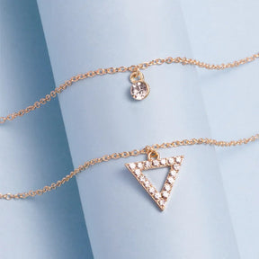 Colar Feminino Duplo Brilhante com Zircônia