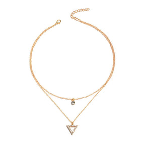 Colar Feminino Duplo Brilhante com Zircônia