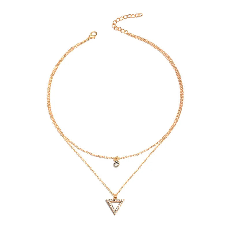 Colar Feminino Duplo Brilhante com Zircônia