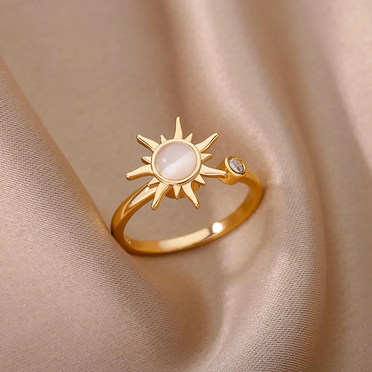 Anel Feminino Sol Brilhante Luxuoso