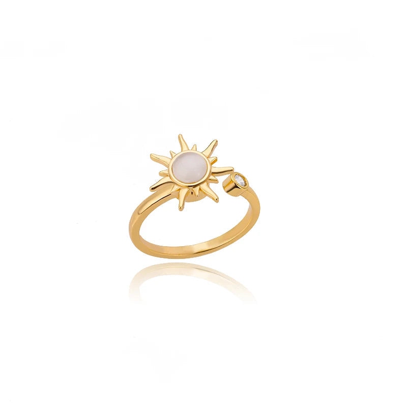 Anel Feminino Sol Brilhante Luxuoso