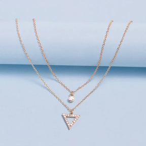 Colar Feminino Duplo Brilhante com Zircônia