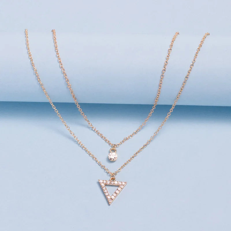 Colar Feminino Duplo Brilhante com Zircônia