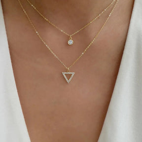 Colar Feminino Duplo Brilhante com Zircônia