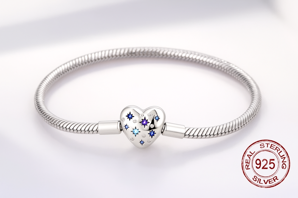 Pulseira Coração Celestial em Prata 925 🌌