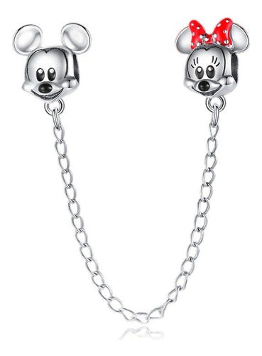 Corrente de Segurança de Prata 925 Mickey & Minnie ❤️