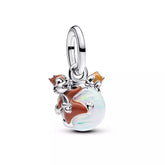 Berloque de Prata 925 Disney Tico e Teco no Globo 🌍🐿️