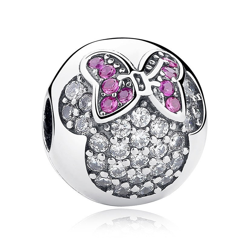 Berloque de Prata 925 Minnie Charm com Laço Rosa 🎀